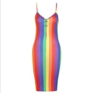 Tall Rainbow Stripe O ring Dress